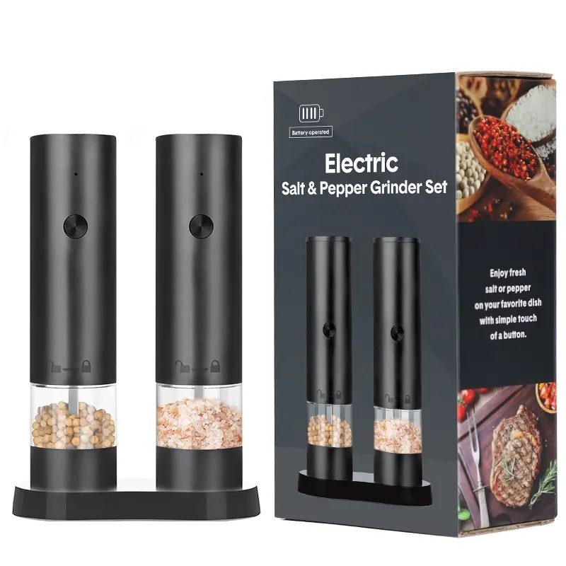 Ensemble de moulin à sel et poivre électrique rechargeable avec base de rangement
