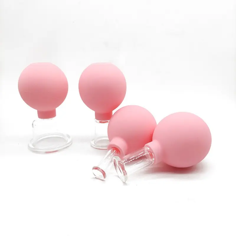 4in1 Glas-Schröpfset Glas Silikon PVC Schröpfköpfe Massage Vaku...