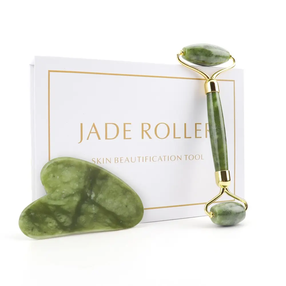 2in1 Hsiuyen-Jade-Kratzsteinset Natürlicher Gesichtsmassagegerät Jade-Gesichtsroller Gua... Ansicht 4